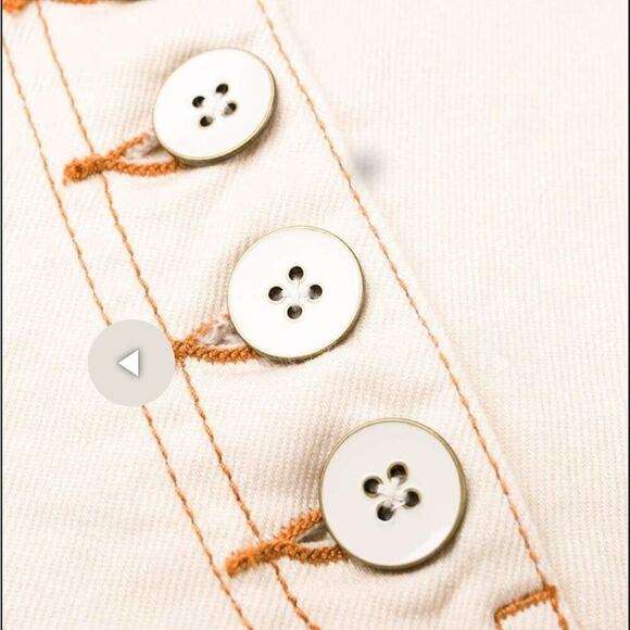 Ulla Johnson “Ellis” Jean, High Waist Cropped Flared Button Front Ecru 25 - Picture 4 of 13